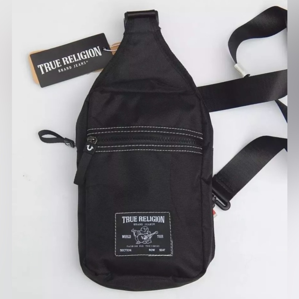 True Religion BLACK YETA Sling Crossbody Shoulder Adjustable Strap Bag/Unisex ❤️